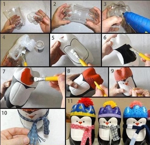 пингвини от пластмасови бутилки