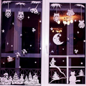 декорация на прозорци за шаблони за шаблони за Нова година